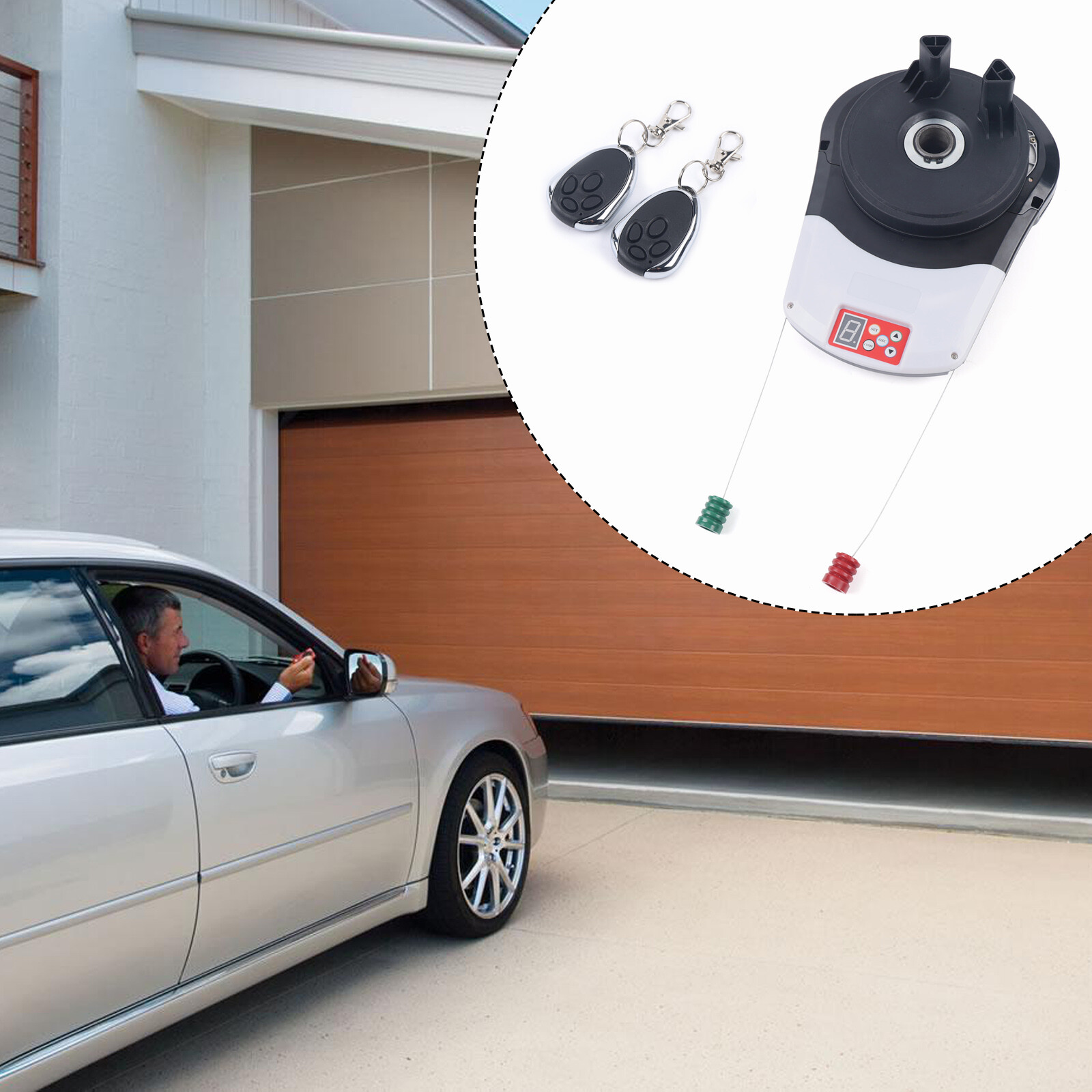 Automatic Roll Up Door Opener Garage Roller Door Opener with 2 Remotes 800N