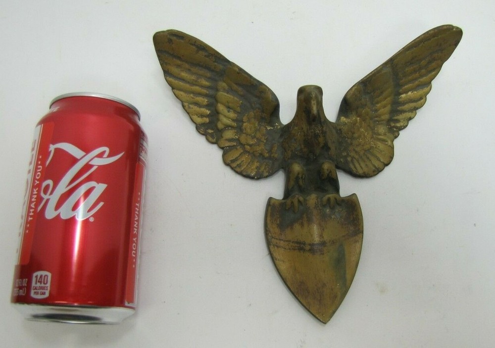 Spread Winged Eagle Shield Antique Brass Decorative Arts Hardware Element