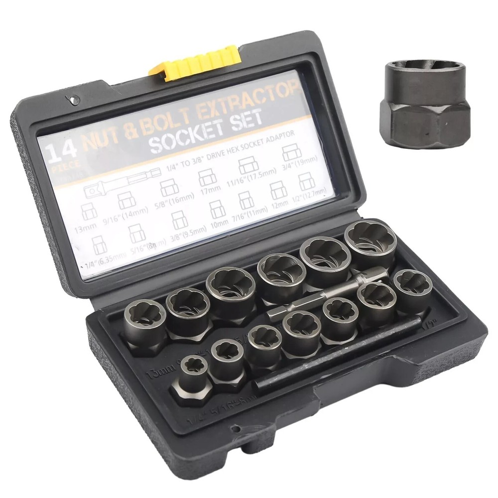 15PC Impact Damaged Bolt Nut Screw Remover Tool Socket Threading Extractor