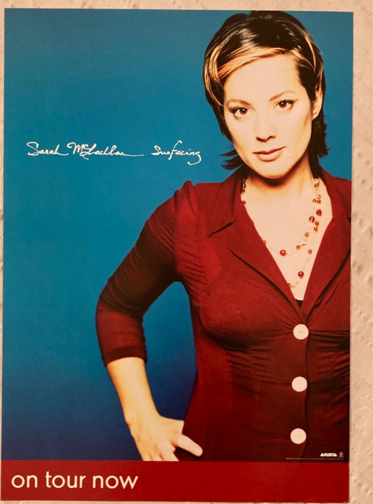 Sarah McLachlan 1997 Promo Poster Surfacing Blue Red L