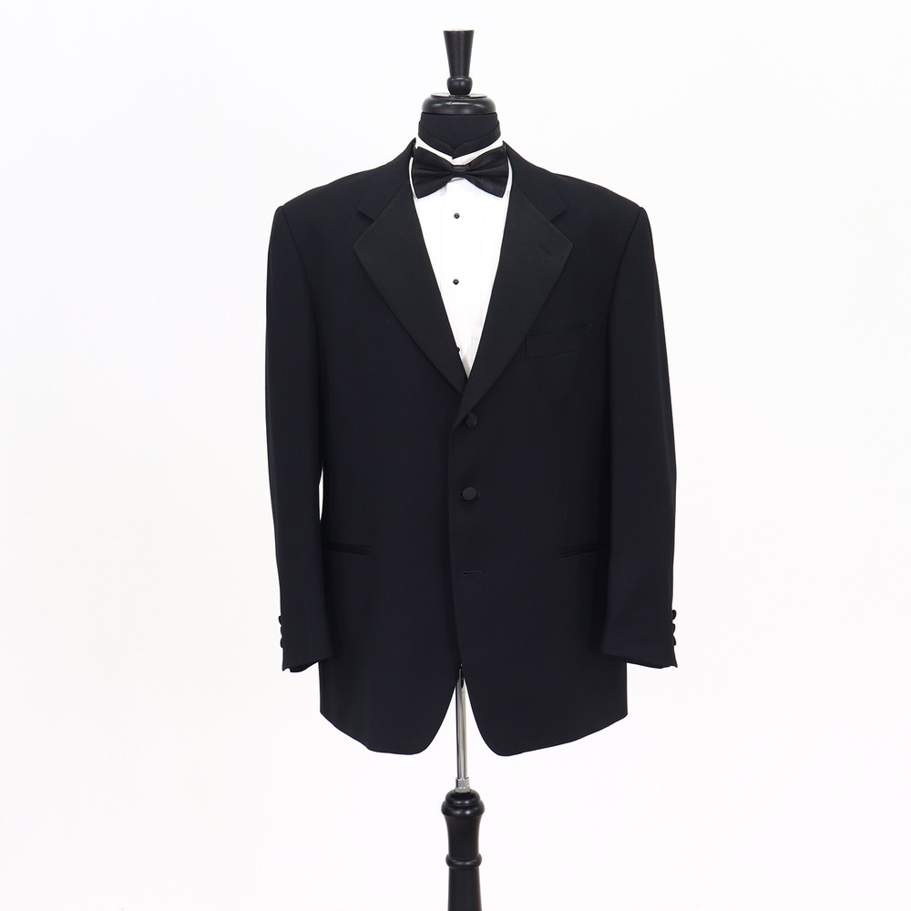 Vito Rufolo 44R Black Sport Coat Blazer Jacket Solid 3B Wool