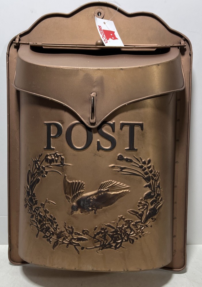NEW Red Co Copper Colored Embossed Post Box Mailbox  11x16