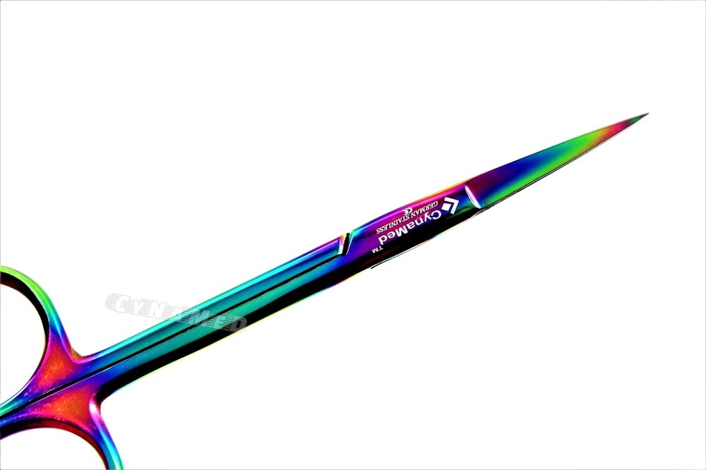 5 GERMAN IRIS MICRO DISSECTING SCISSORS STRAIGHT 4.5" MULTI RAINBOW TITANIUM