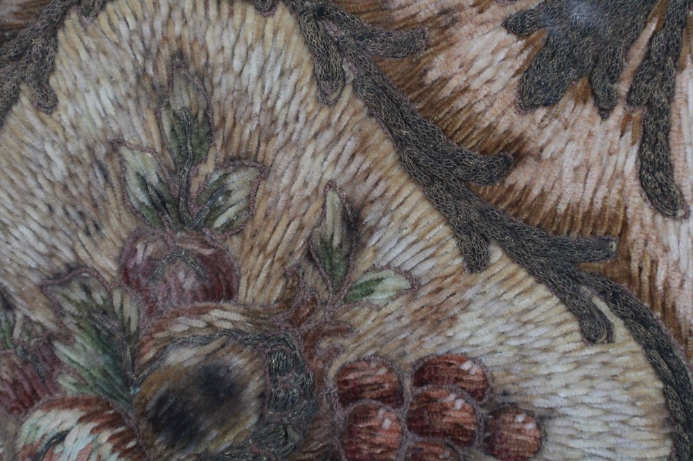Antique Needlepoint Fabric Weave Framed