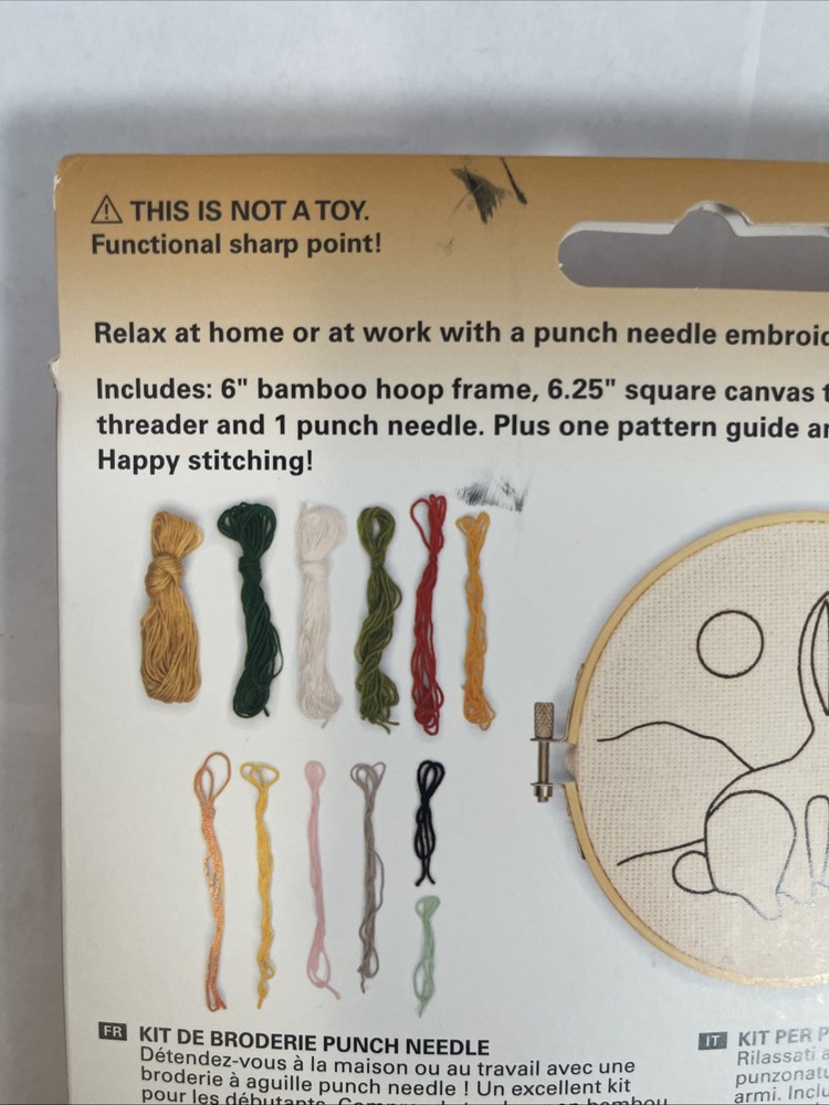 Punch Needle Kit Hoop, Bunny Canvas, Yarn, Threader, Punch Needle and Pattern