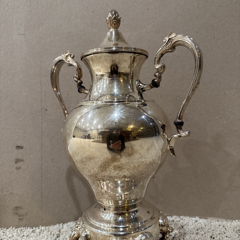 Silverplated (Silver On Copper) Teapot / Coffee Urn w/ Burner