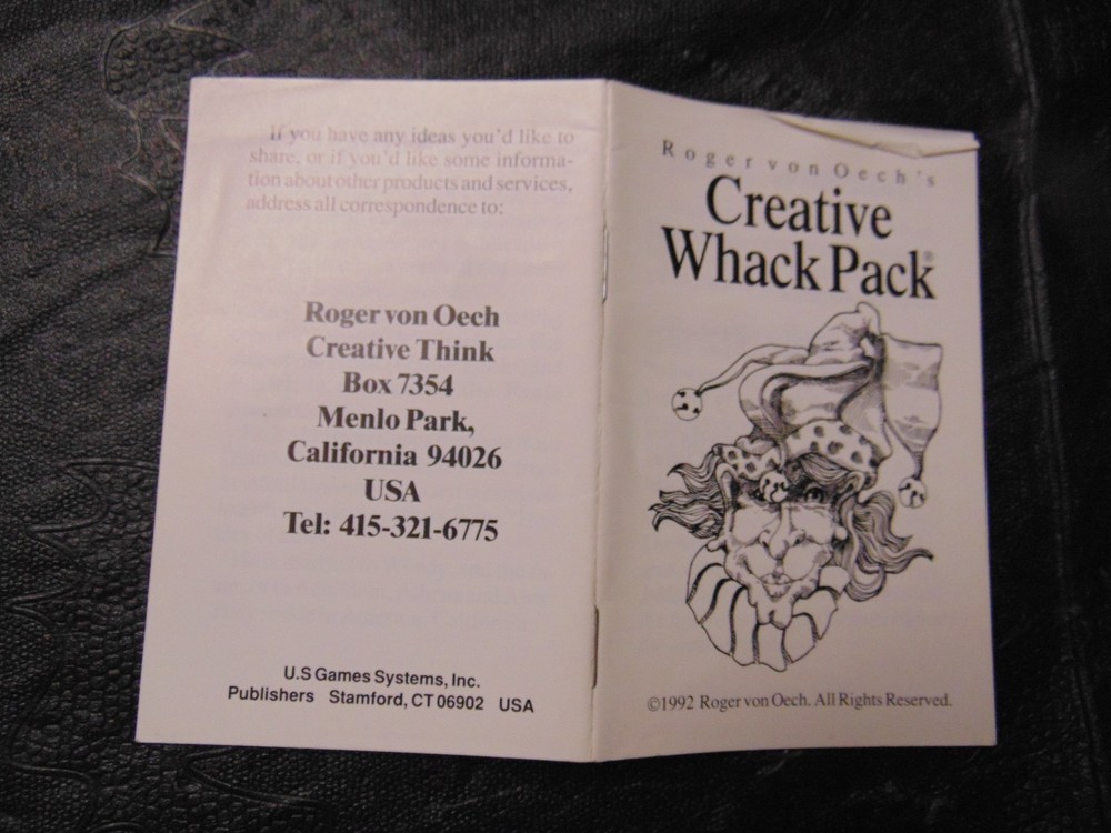 Roger Von Oech's CREATIVE WHACK PACK Card Deck "Creative Thought Workshop" 1992