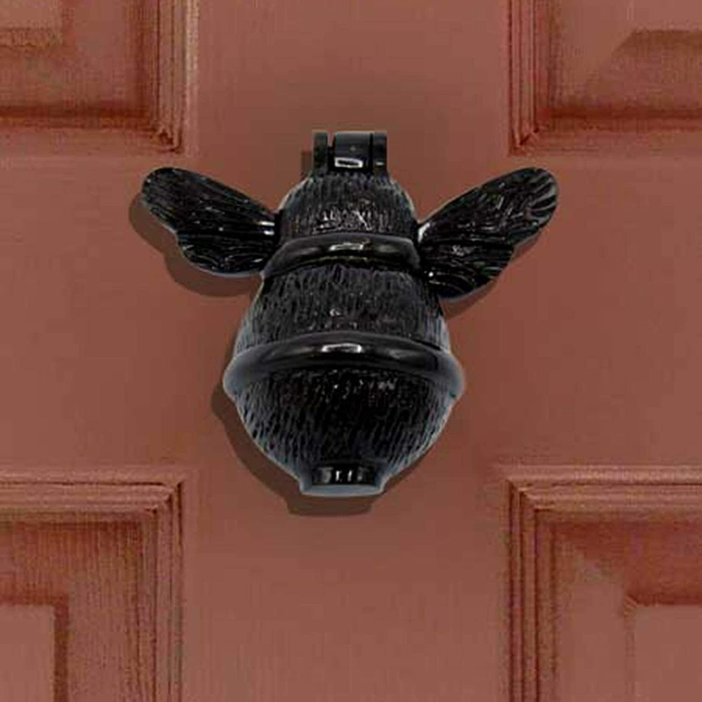 Solid Brass, Black Bumblebee Door Knocker for Front Door Handmade Gift