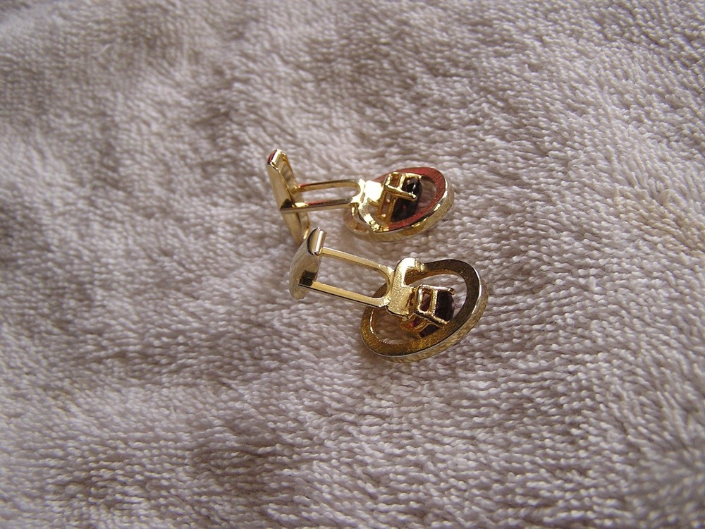 Vintage Cufflinks with Red Rhinestones