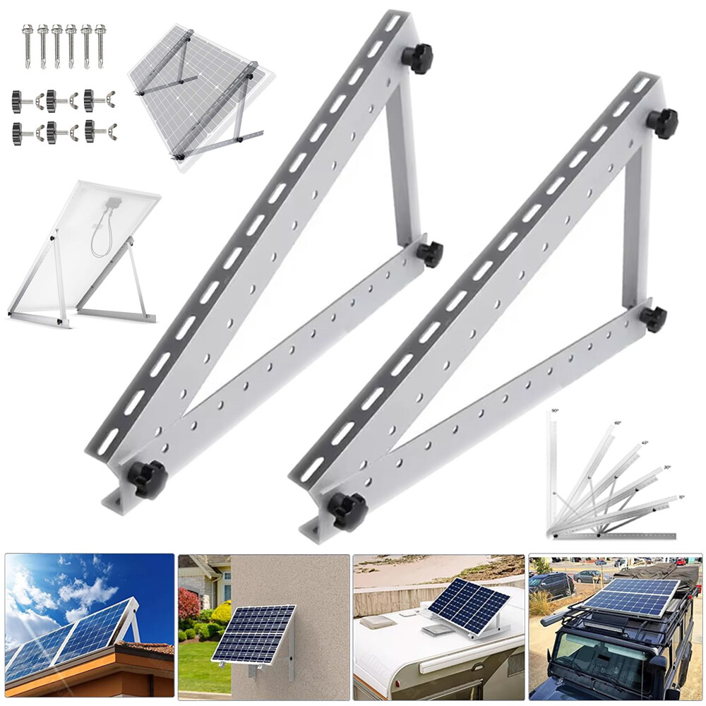 2x 28" Solar Panel RV Tilt Mount Brackets Kit Roof Flat Surface Adjustable Frame