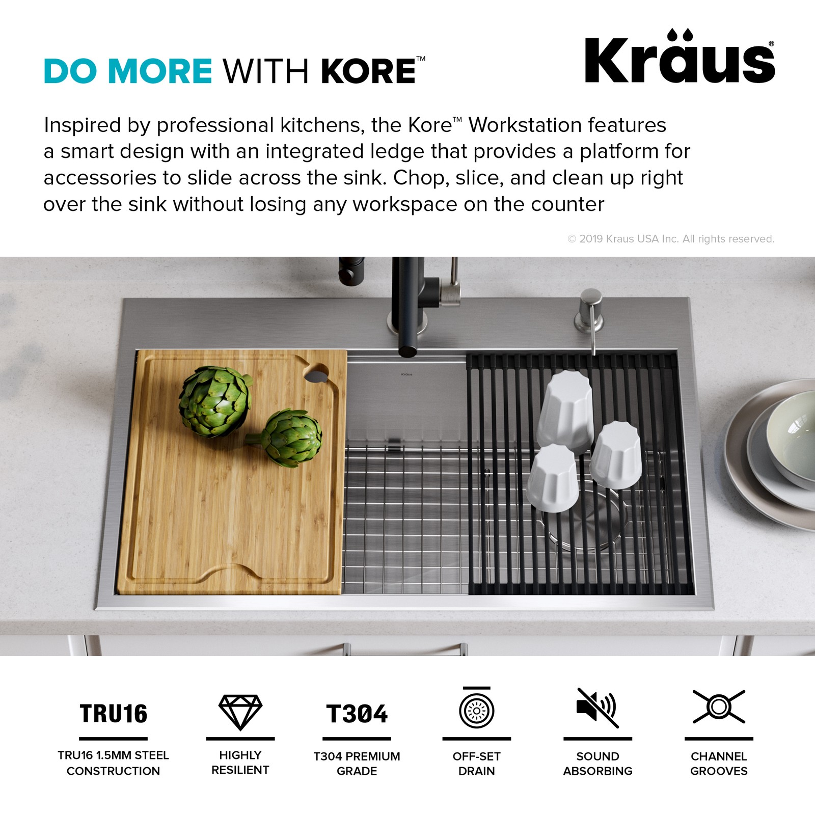 Kraus Kore 33" Dual-Mount Single Bowl Sink Stainless-Certified Refurbished