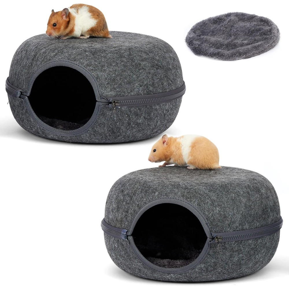 Guinea Pig Hideout 2 Pack, Double Function Guinea Pig Bed with 3 Soft Cushion...