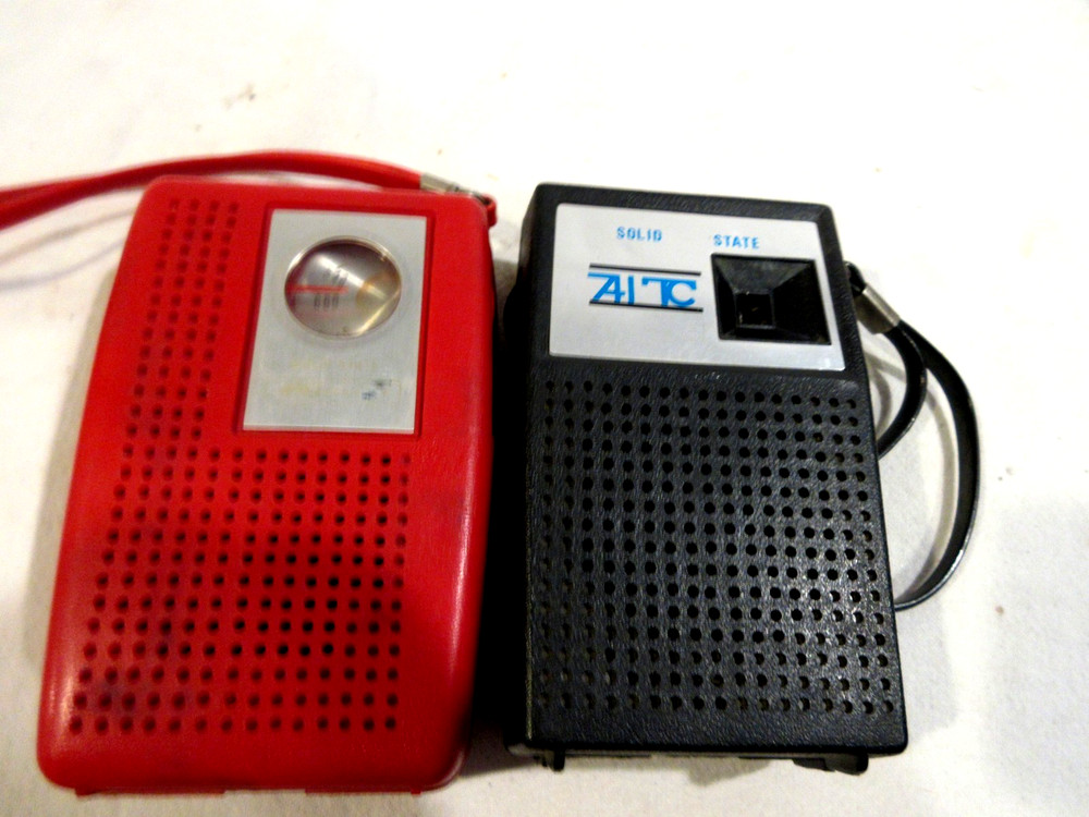 2-Vintage Transistor Radios Red-Computron & AITC Solid State
