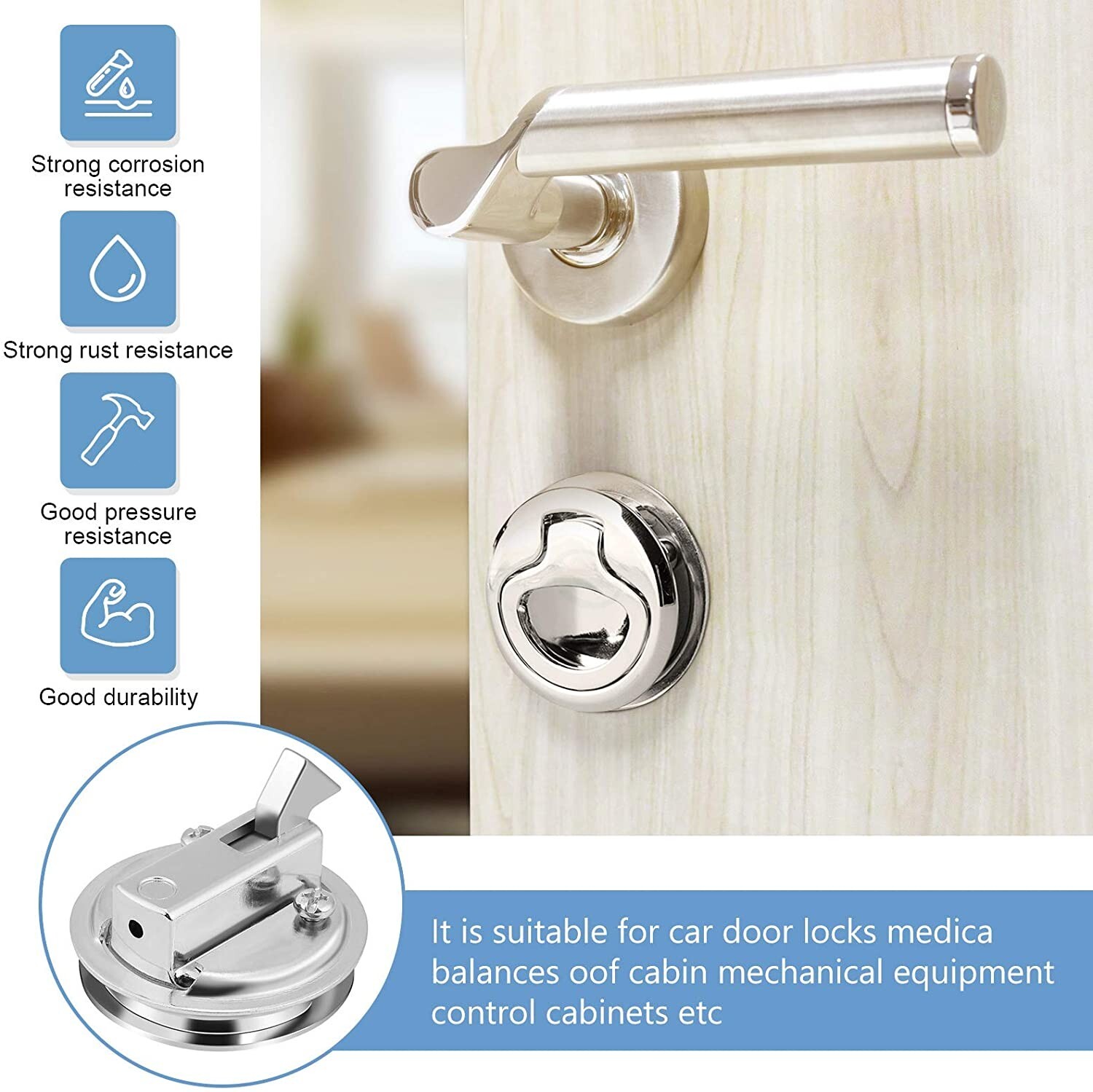 2X Flush Boat Hatch 316Stainless Steel Pull Latch Lift Ring Handle Marine Locker