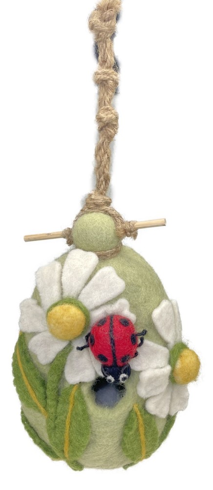 Lady Bug Wool Felt Birdhouse Inside or Outside