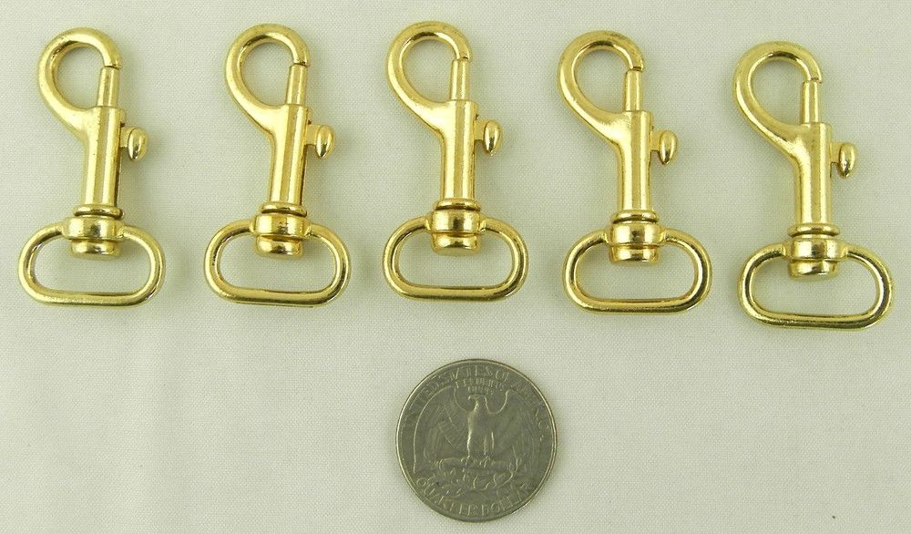3/4" Swivel Snap Hook,  Brass Plated (5-Pack)