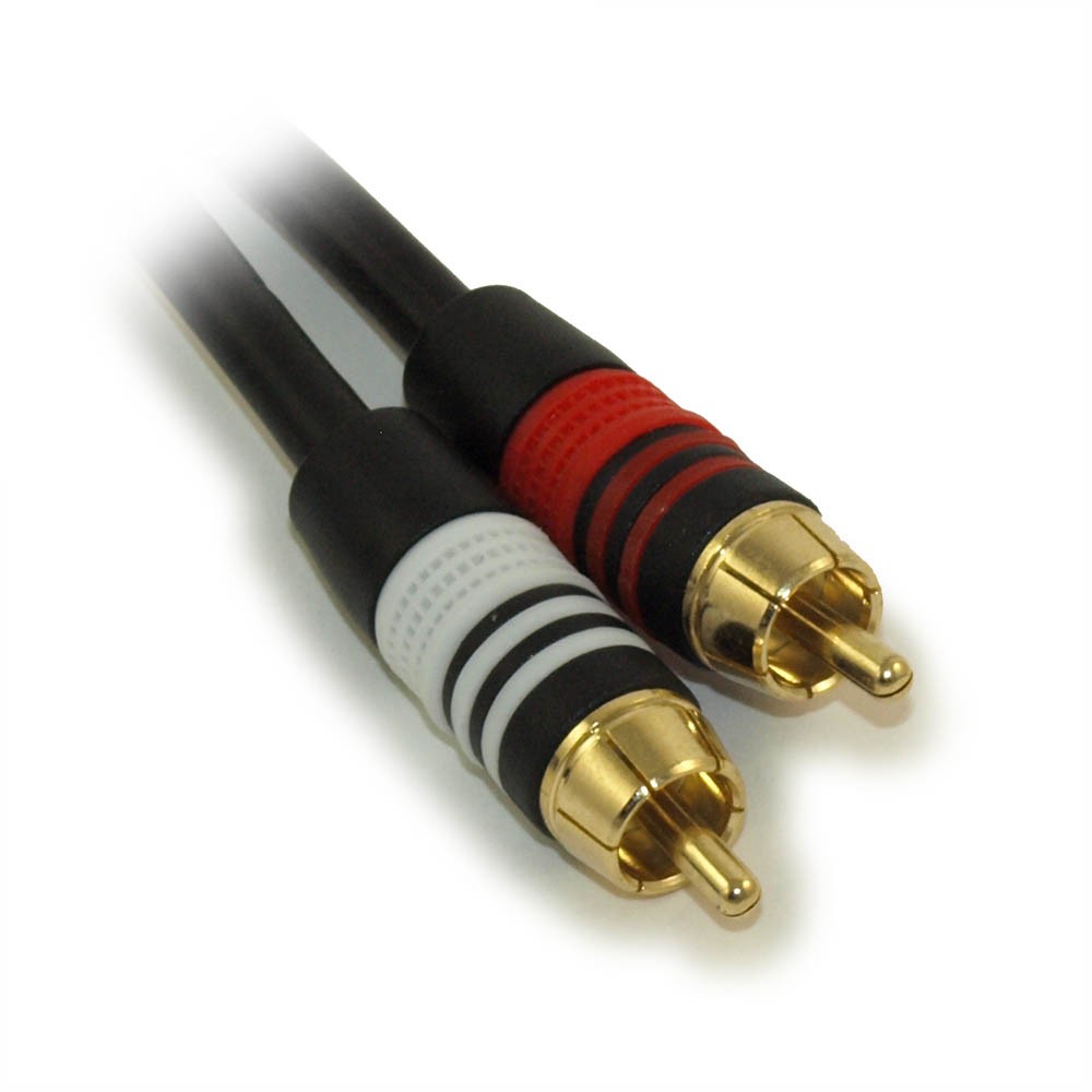 25ft 2 Wire RCA Premium Component Audio Cables 24K Gold Plated Black