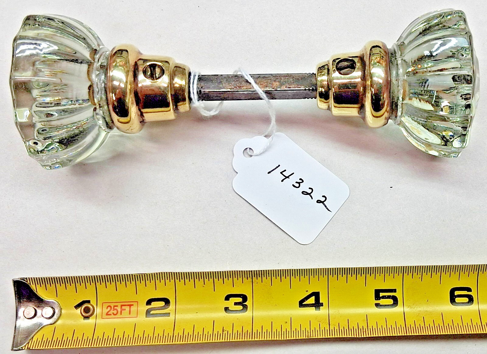 Door Knobs Vintage Glass and Brass Door Knob set (Great for Restoration Project)