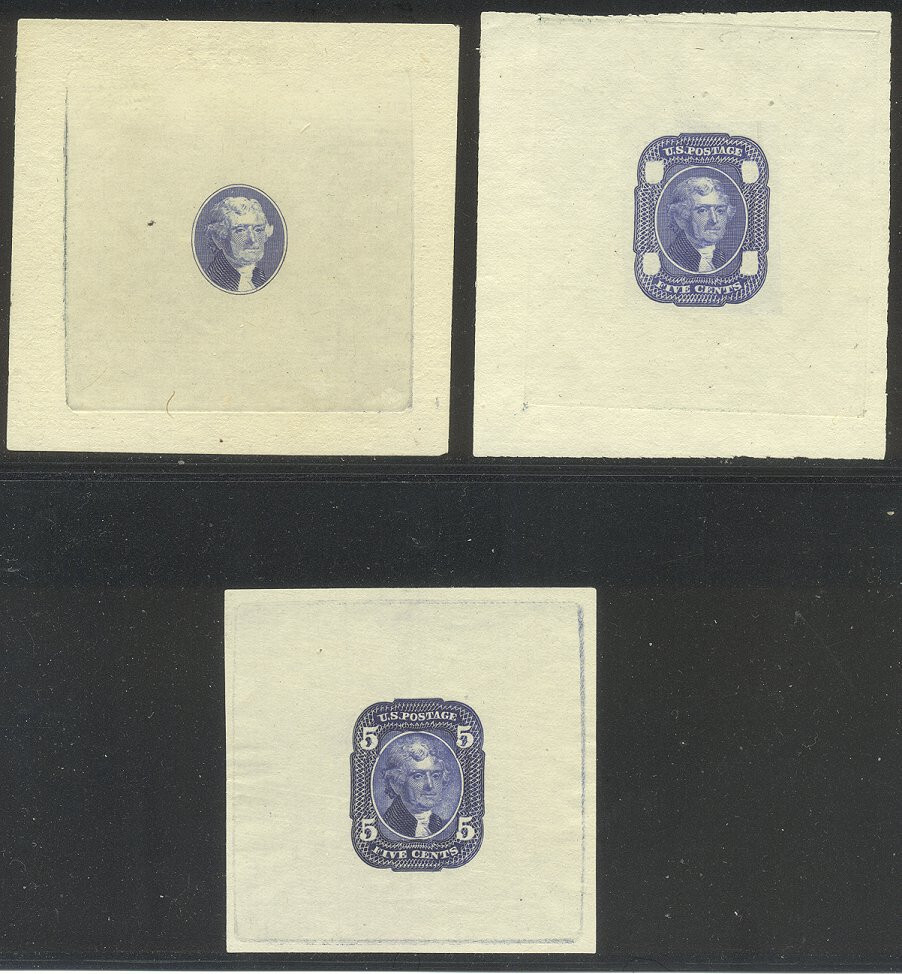 U.S. #67-E1-3 Essays - 5c Jefferson Progressive Set, Blue