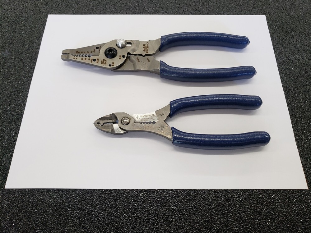 Snap-on Tools POWER BLUE 2pc Soft Grip 7" & 9" Wire Stripper Cutter Crimper Set
