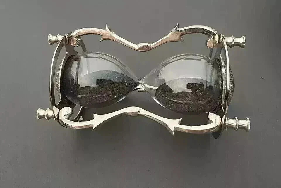 Brass Solid Hourglass Sand Timer Clock W/Compass Maritime Nautical Gift