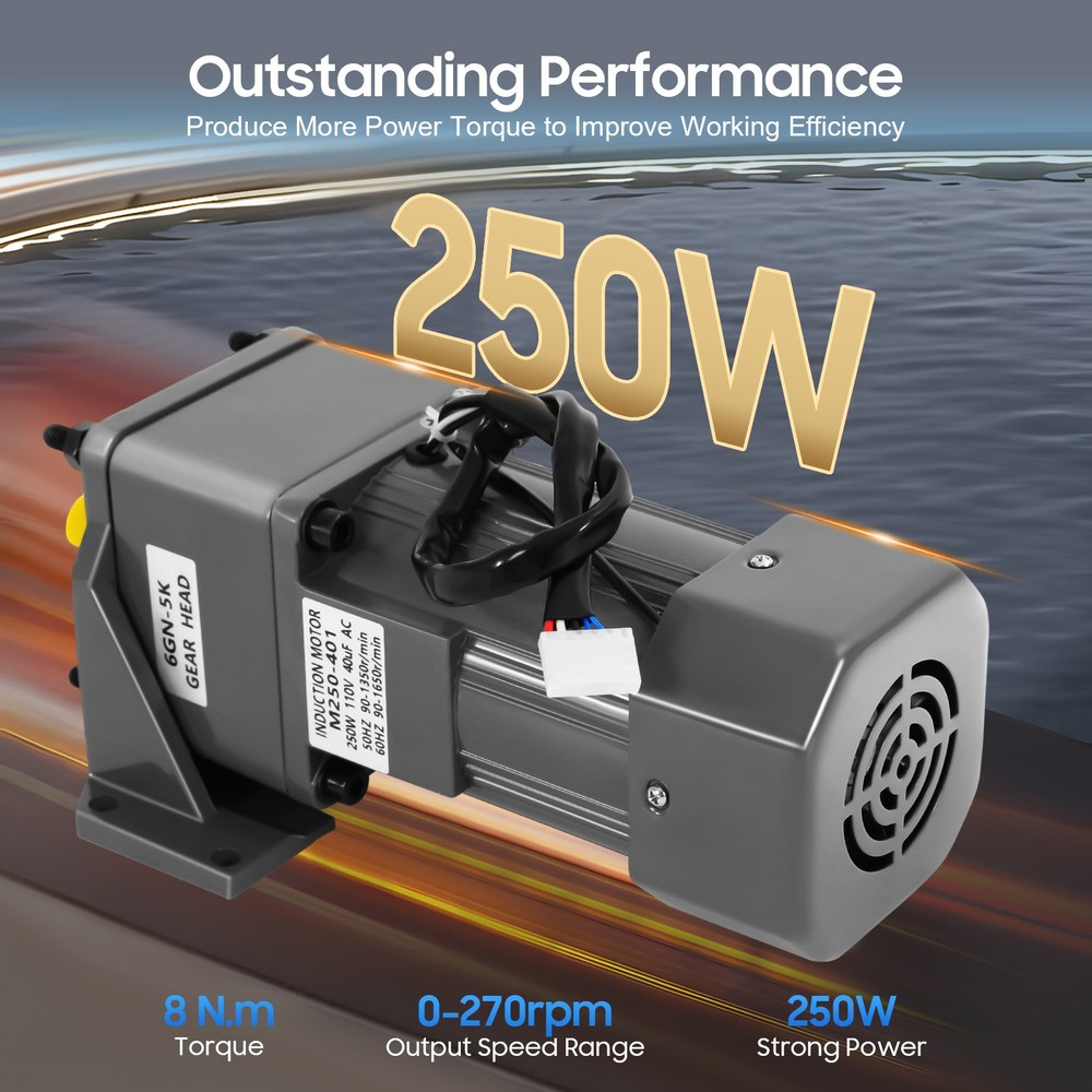 250W 110V AC Gear Motor with Variable Speed Controller and Bracket Single Phase