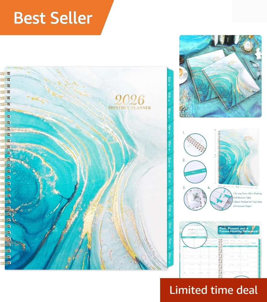 Smart 2026 Monthly Planner – 9" x 11", Tabs & Pockets for Efficient Planning