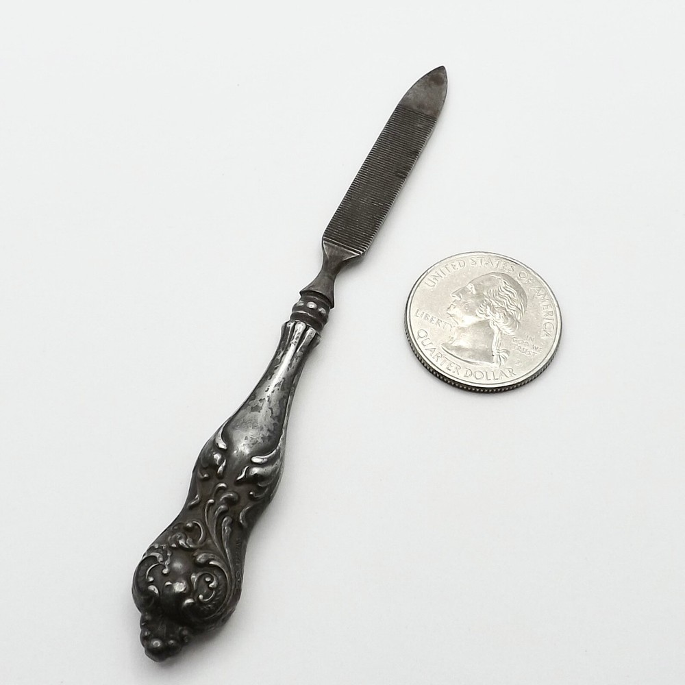 Antique Repousse Nail File Sterling Silver Vanity
