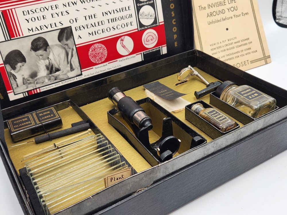 Vintage MicroSet Model 2M 70 Power Scientific Microscope Kit w/ Booklet *READ*