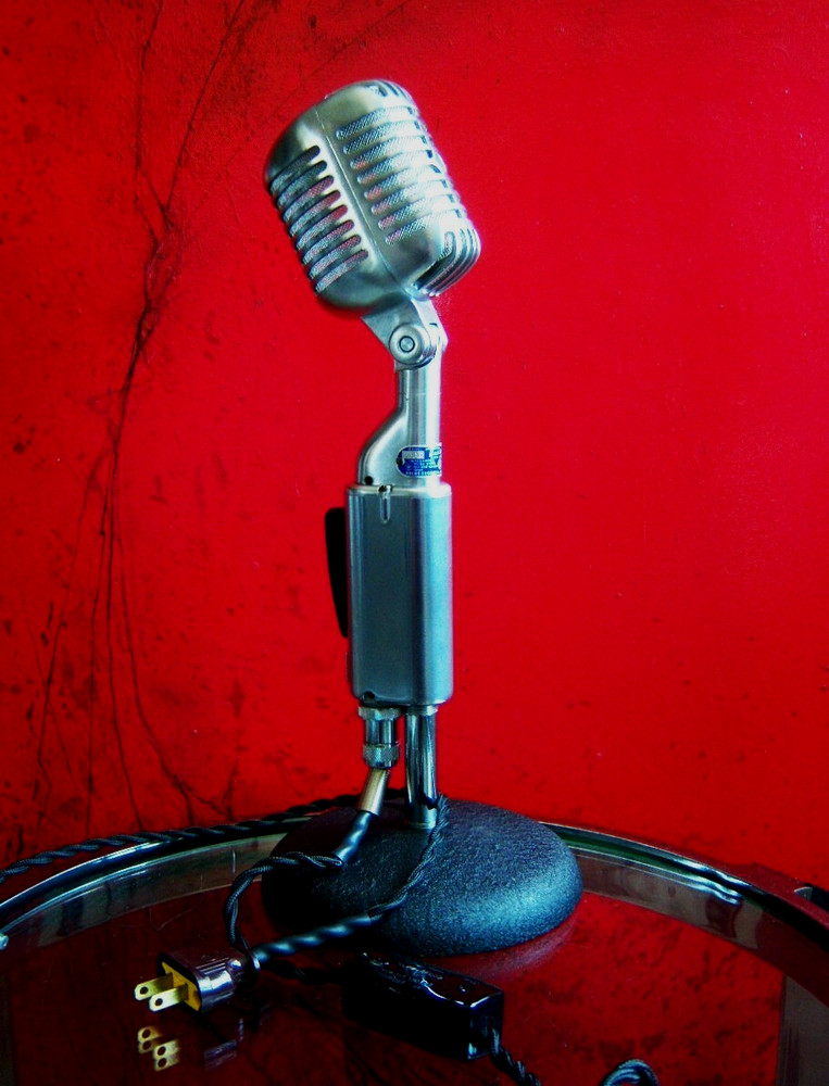 Vintage 1953 Shure 55S dynamic cardioid microphone custom LED lamp light Elvis