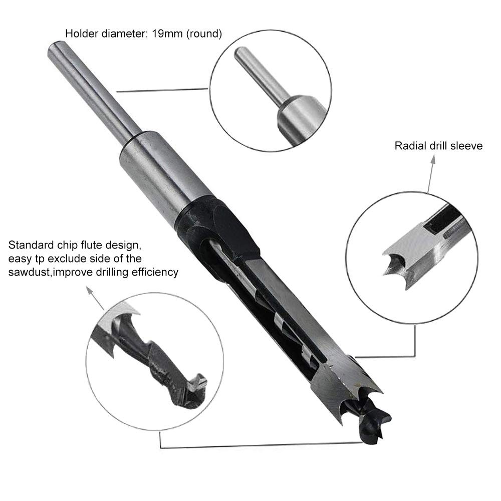 3/4" Mortising Chisel Bit Woodworking Square Hole Drill Bits Woodworker Power...