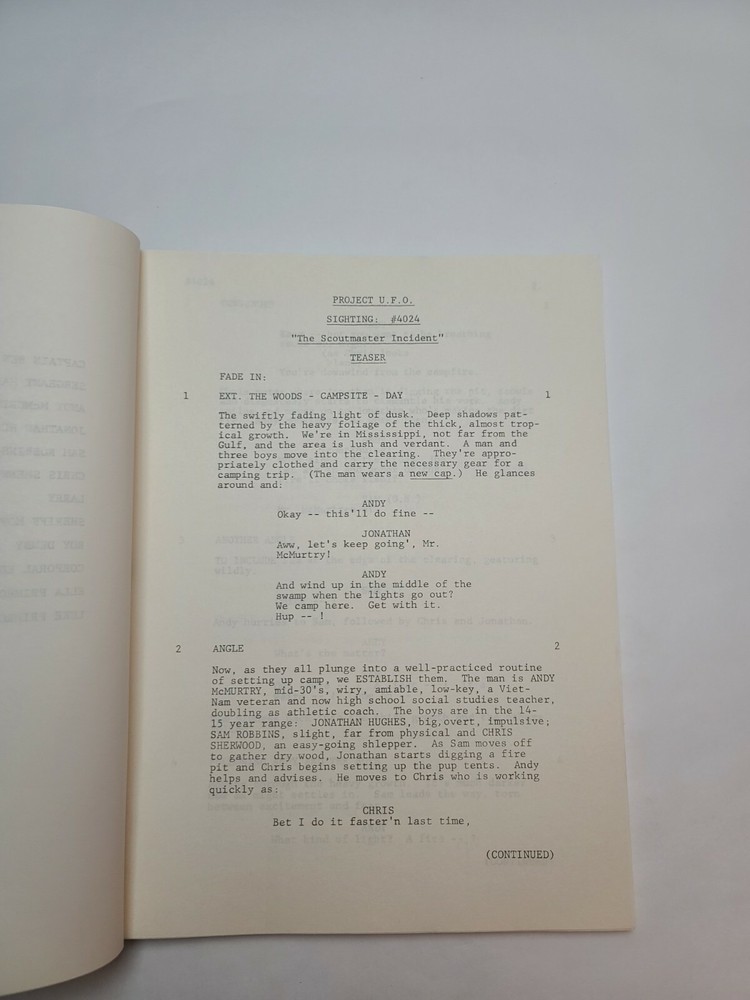 PROJECT U.F.O. / Albert Aley 1978 TV Script, "The Scoutmaster Incident"