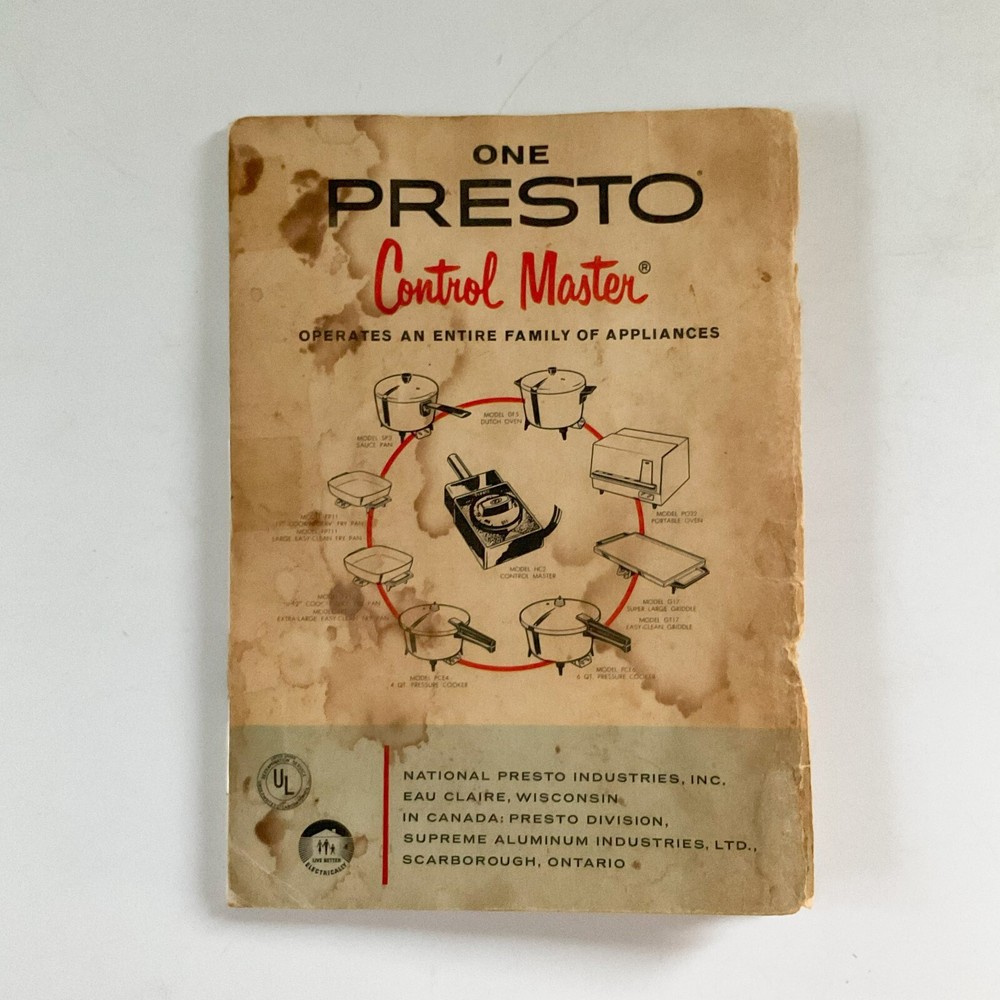 One Presto Control Master Operating User Manual Vintage Appliance