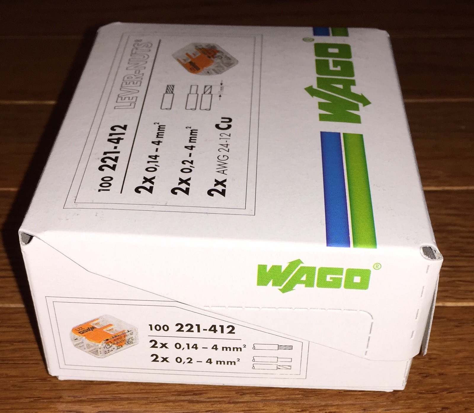 50 pcs WAGO 221-412 COMPACT Splicing Connectors 2 pole Lever Nuts FREE SHIPPING