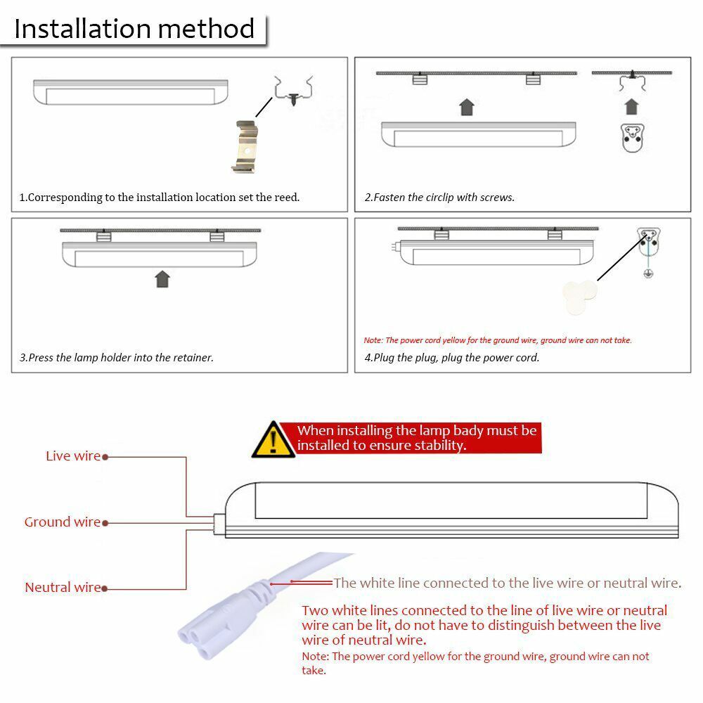 6PACK 8FT LED Shop Light 120W T8 Linkable LED Light Fixture For Garage Warehouse