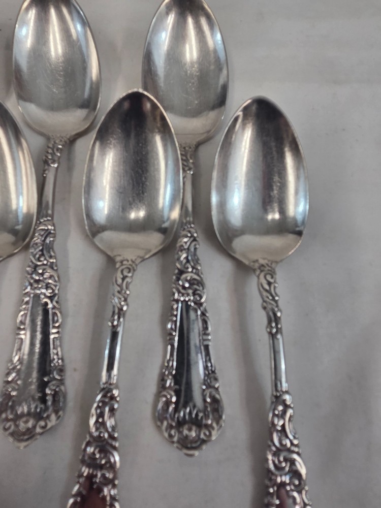 6 antique spoons, Wm Rogers YALE set of, 6" Silverplate International 1894 VTG