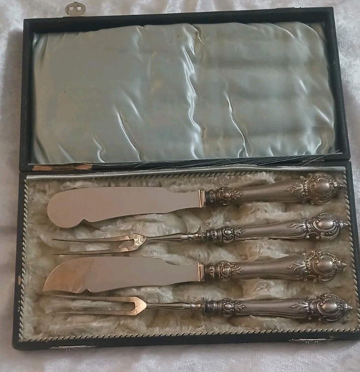 Antique 800 German Silver Fish Set Original Box W. Schwechten Berlin 1853-1902