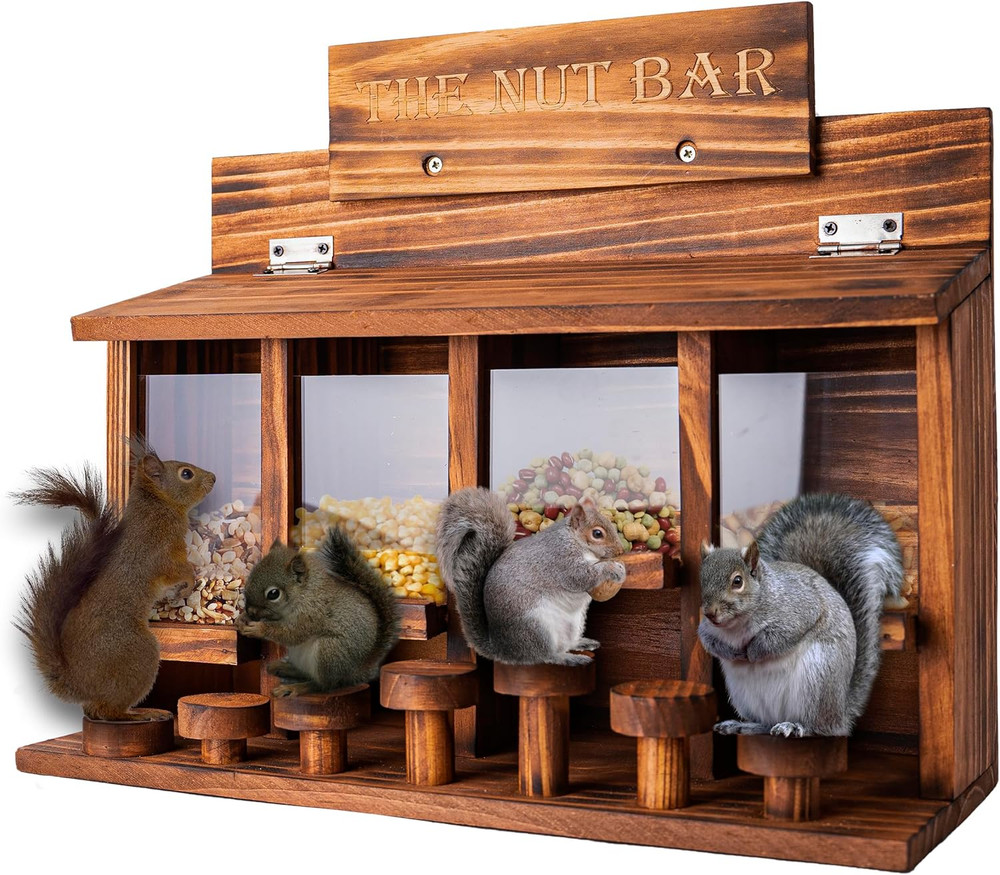 Squirrel Feeder Table, Wooden Squirrel Picnic Table Feeder, Durable Squirrel Fee