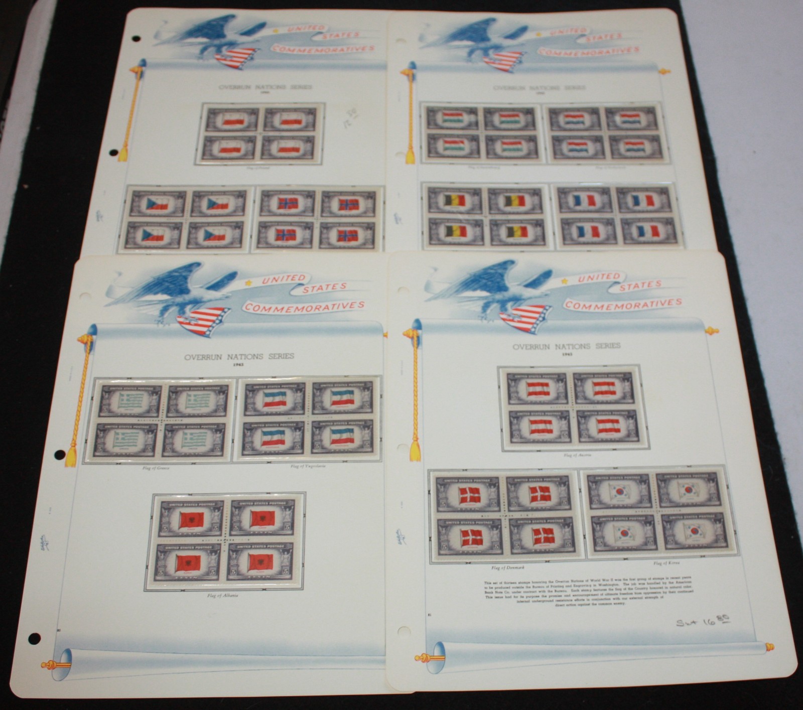 1943 - 1944 - 13 MNH BLOCKS OF 4 - SC# 909-921