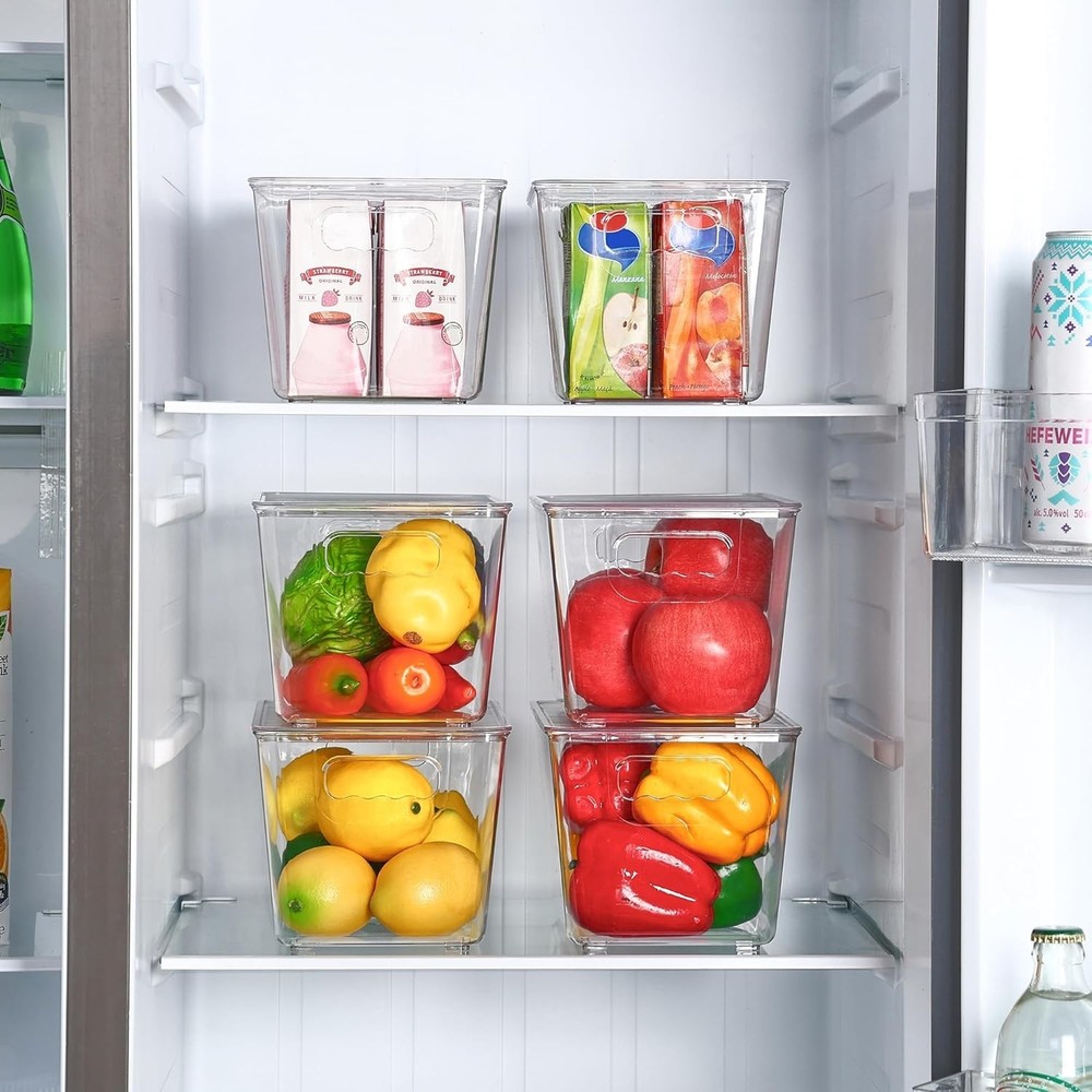 6 Pack Clear Stackable Storage Bins with Lids - Perfect for Home Organization