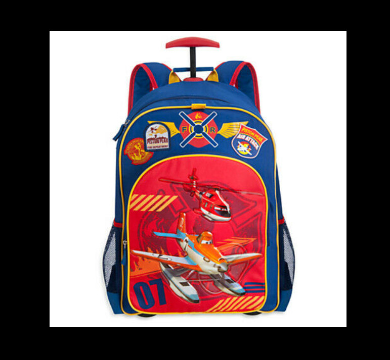 Disney Store Authentic Planes Fire & Rescue Rolling Backpack - New