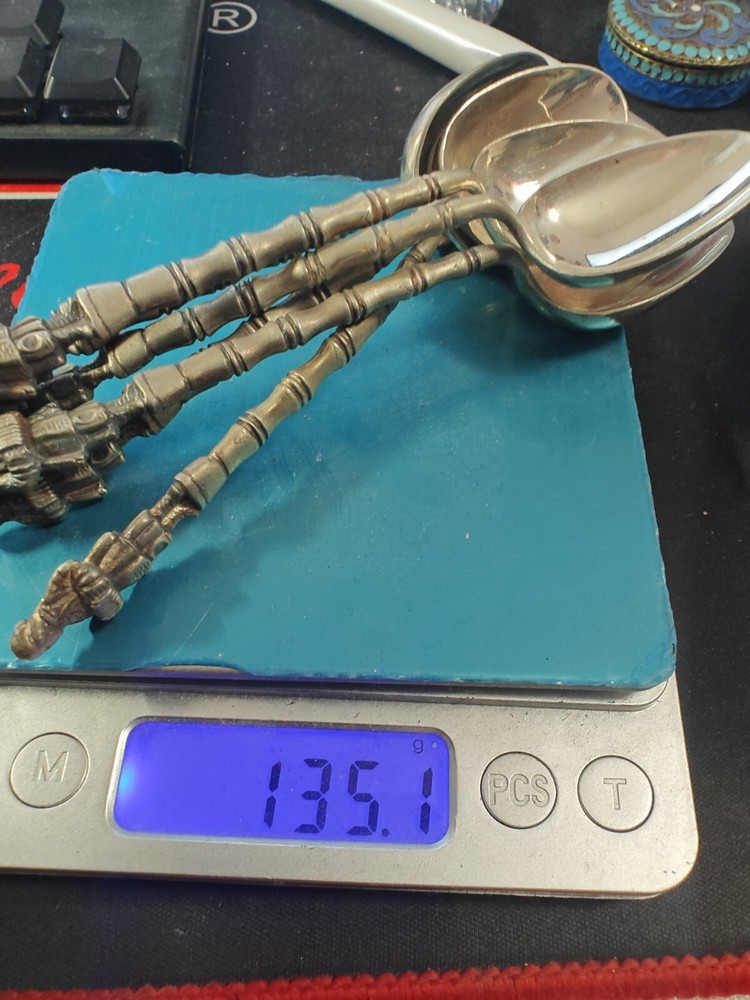 Russian Silver 84 Tea Spoons With Figure On The Top