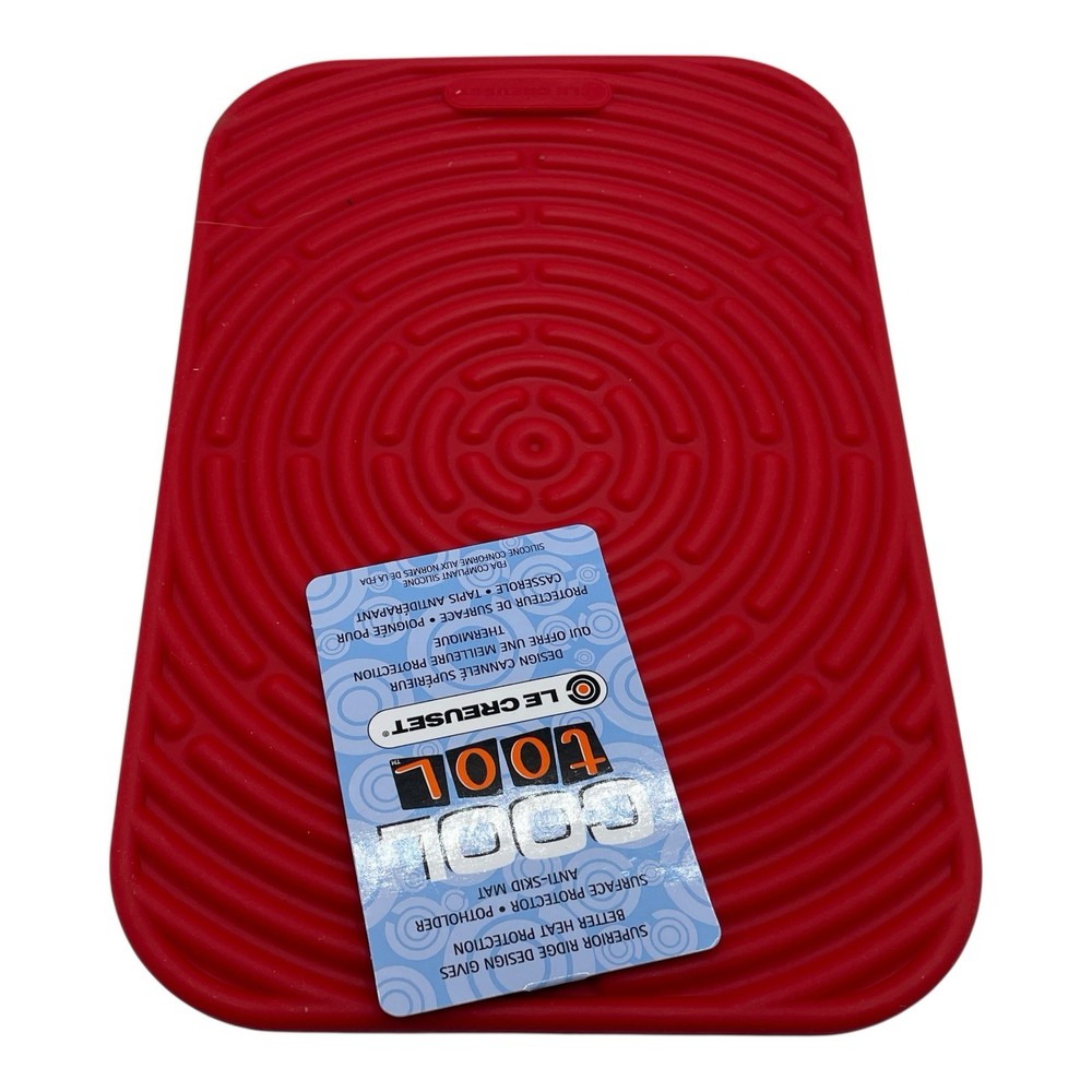 Le Creuset Red Silicone Trivet Mat Potholder Rectangular Hot Pad