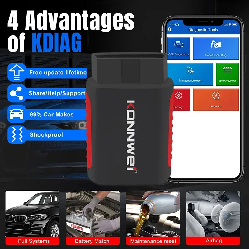 Transform Car Maintenance with KONNWEI KDIAG Bluetooth OBD2 Scanner