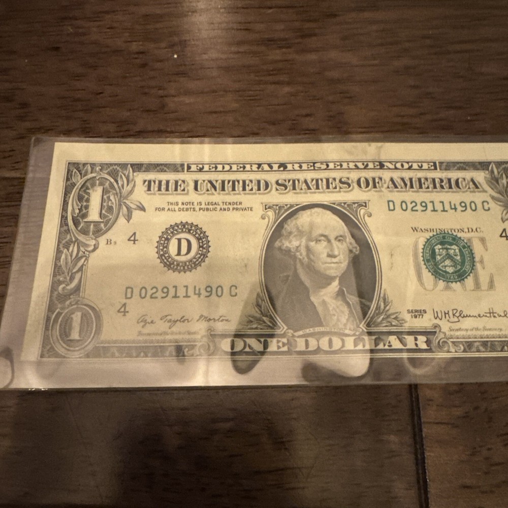 1977 $1 DOLLAR BILL ERROR NOTE ..MISALIGNED, MISPRINT, OFFSET