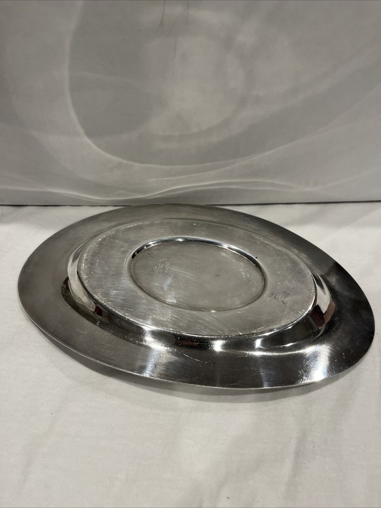 VINTAGE SILVER PLATED CRESCENT SILVER CO OVAL GRAVY BOAT PLATE #3358