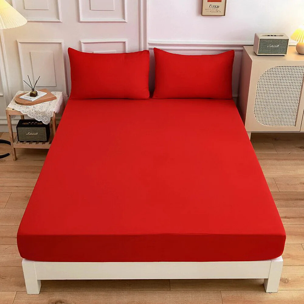 Fashion Simple Solid Color Fitted Sheets Mattress Cover with Elastic Microfiber