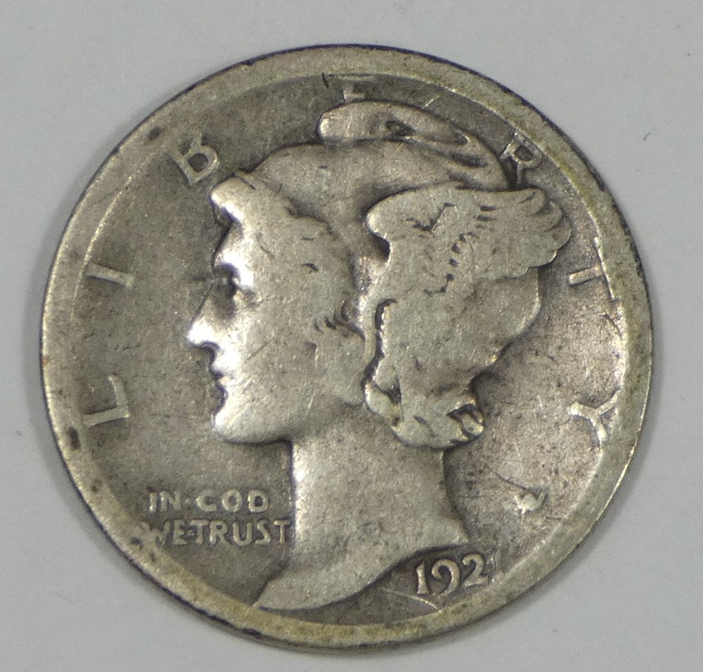 1921-D Mercury Dime FINE Silver 10c ~ reverse scratch