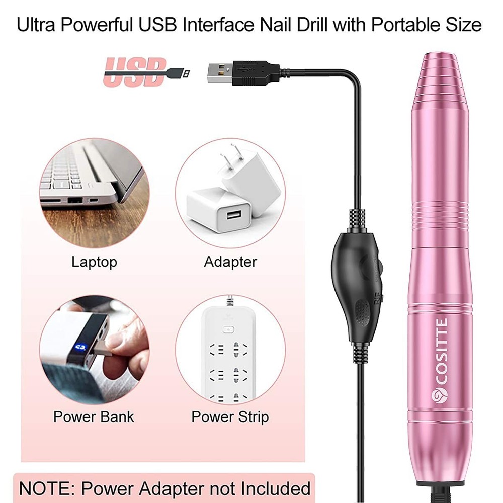 Compact Electric Nail Drill Machine: Adjustable Speed & Lightweight Design, Pink