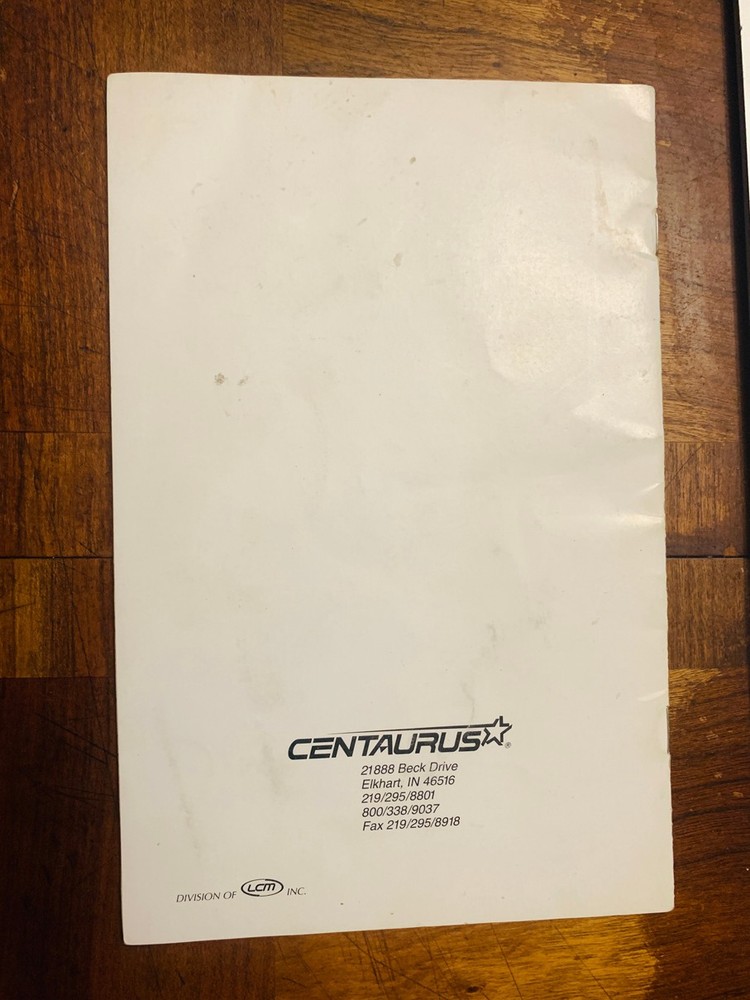 1993 Centaurus Conversion Van 16pg Owner’s Manual Guide Booklet RV Camper Book